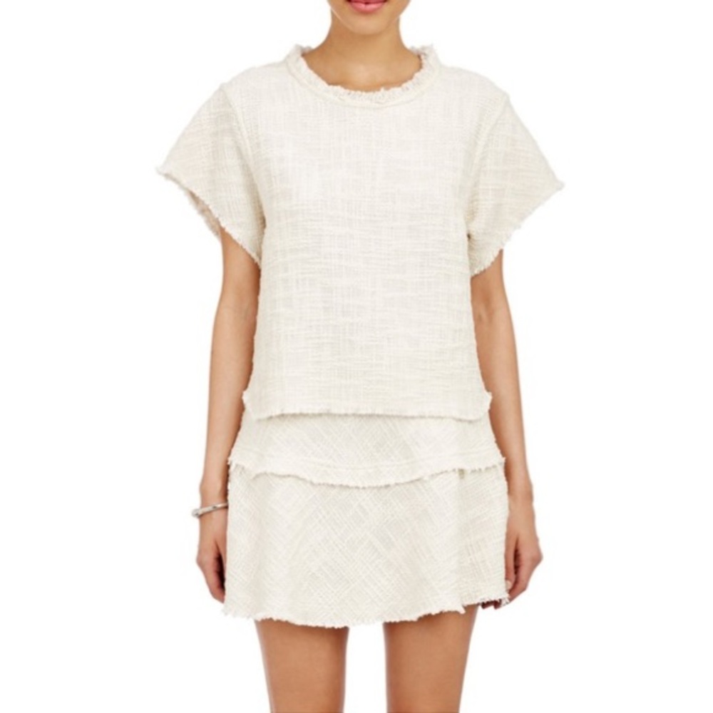 IRO Cream Tweed Shortsleeve Dorthy Top Size EU 36